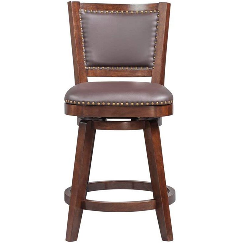 Pemberly Row Contemporary Counter Height Swivel Stool in Cappuccino