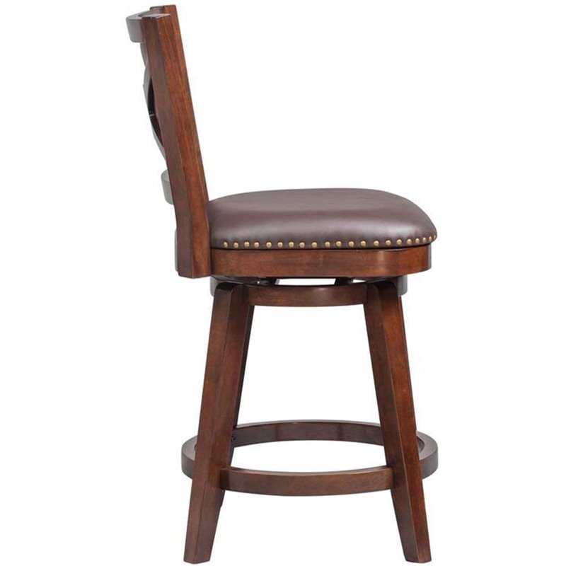Pemberly Row Contemporary Counter Height Swivel Stool in Cappuccino
