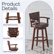 Pemberly Row Rubberwood Extra Tall Swivel Bar Stool in Cappuccino