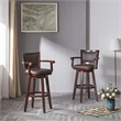 Pemberly Row Extra Tall Rubberwood Swivel Bar Stool with Arms in Cappuccino