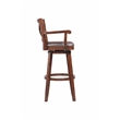 Pemberly Row Extra Tall Rubberwood Swivel Bar Stool with Arms in Cappuccino