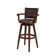 Pemberly Row Extra Tall Rubberwood Swivel Bar Stool with Arms in Cappuccino