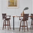 Pemberly Row Extra Tall Rubberwood Swivel Bar Stool with Arms in Cappuccino