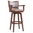 Pemberly Row Extra Tall Rubberwood Swivel Bar Stool with Arms in Cappuccino