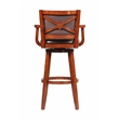 Pemberly Row Extra Tall Rubberwood Swivel Bar Stool with Arms in Cherry