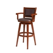Pemberly Row Extra Tall Rubberwood Swivel Bar Stool with Arms in Cherry