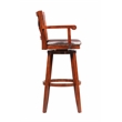 Pemberly Row Extra Tall Rubberwood Swivel Bar Stool with Arms in Cherry