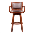 Pemberly Row Extra Tall Rubberwood Swivel Bar Stool with Arms in Cherry