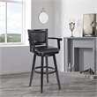 Pemberly Row Rubberwood Extra Tall Swivel Bar Stool in Black