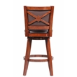 Pemberly Row Rubberwood Swivel Bar Stool with Foam Cushion in Cherry