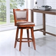 Pemberly Row Rubberwood Swivel Bar Stool with Foam Cushion in Cherry
