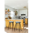 Pemberly Row Rubberwood Bar Stool in Cappuccino with Blue Seat