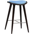 Pemberly Row Rubberwood Bar Stool in Cappuccino with Blue Seat