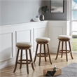 Pemberly Row Rubberwood Swivel Bar Stool in Driftwood and Ivory