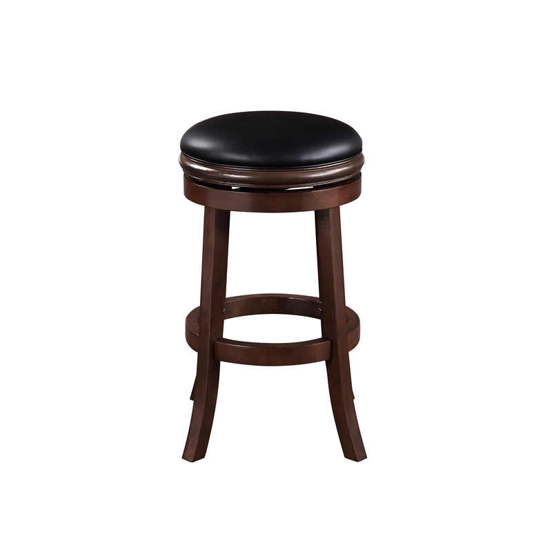 Pemberly Row Contemporary Rubberwood Swivel Bar Stool in Cappuccino