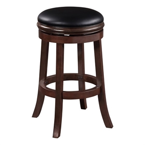 Pemberly Row Contemporary Rubberwood Swivel Bar Stool in Cappuccino