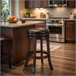 Pemberly Row Contemporary Rubberwood Swivel Bar Stool in Cappuccino