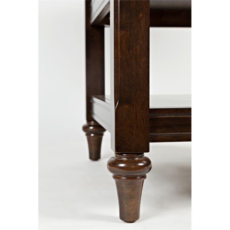 Pemberly Row Rubberwood Drop Leaf Dining Table in Cappuccino