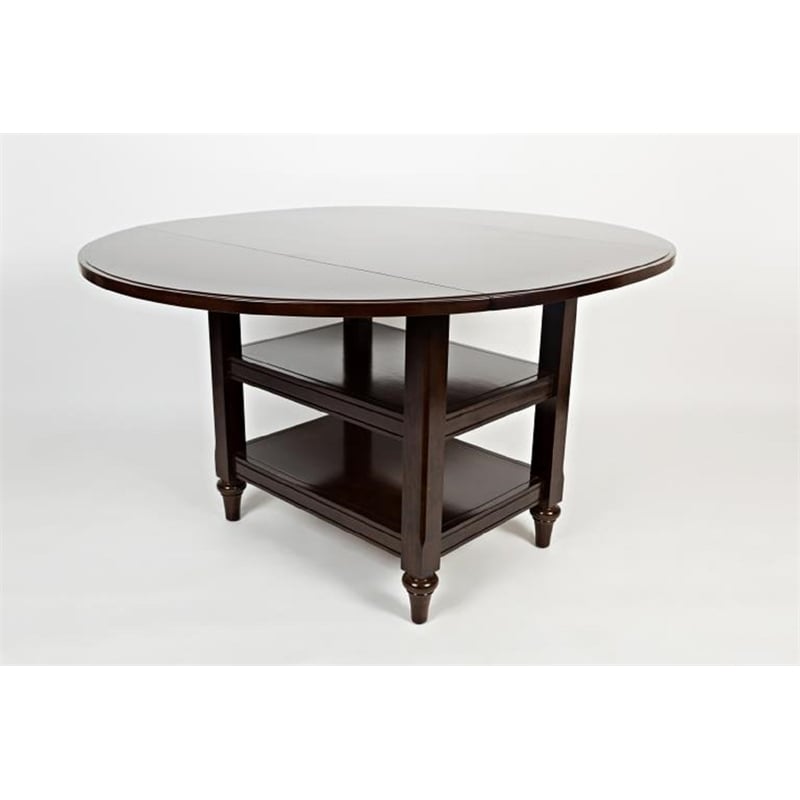 Pemberly Row Rubberwood Drop Leaf Dining Table in Cappuccino