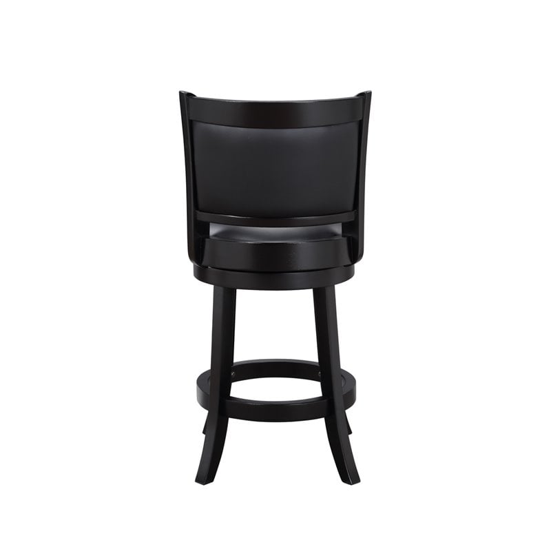 Pemberly Row Hardwood Swivel Counter Stool with Faux Leather in Black