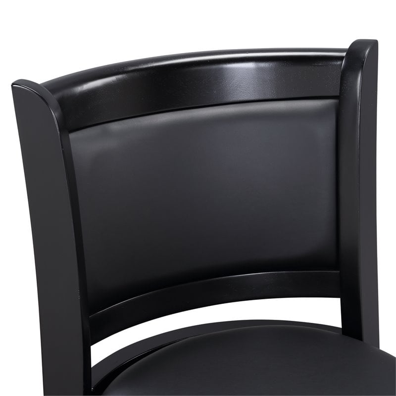 Pemberly Row Hardwood Swivel Counter Stool with Faux Leather in Black
