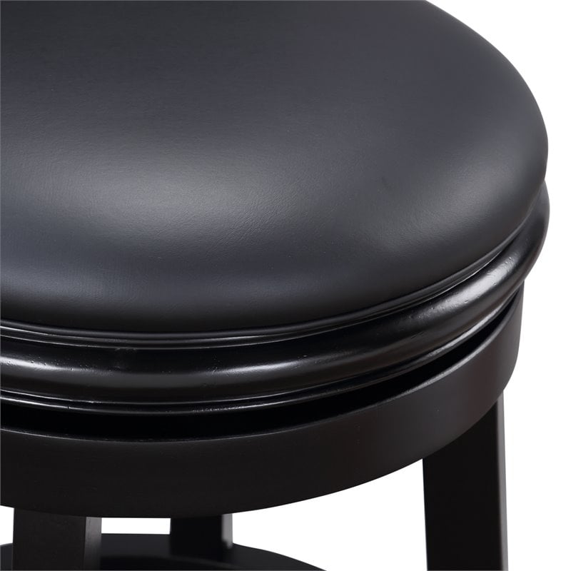 Pemberly Row Hardwood Swivel Counter Stool with Faux Leather in Black