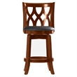 Pemberly Row Rubberwood Swivel Counter Stool with Nailheads in Cherry