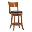 Pemberly Row Contemporary Hardwood Swivel Counter Stool in Fruitwood