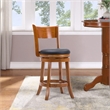 Pemberly Row Contemporary Hardwood Swivel Counter Stool in Fruitwood