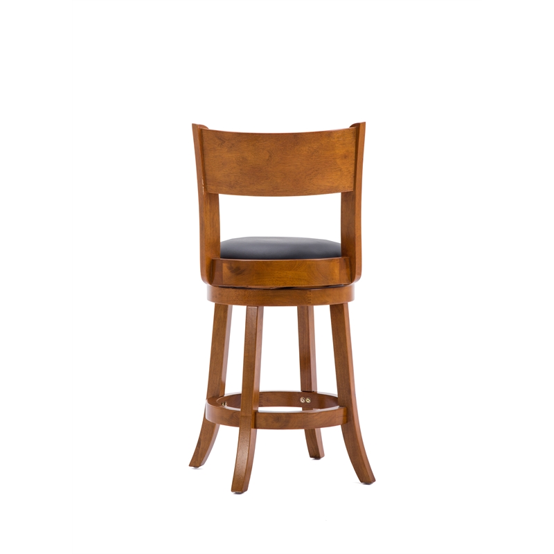 Pemberly Row Contemporary Hardwood Swivel Counter Stool in Fruitwood