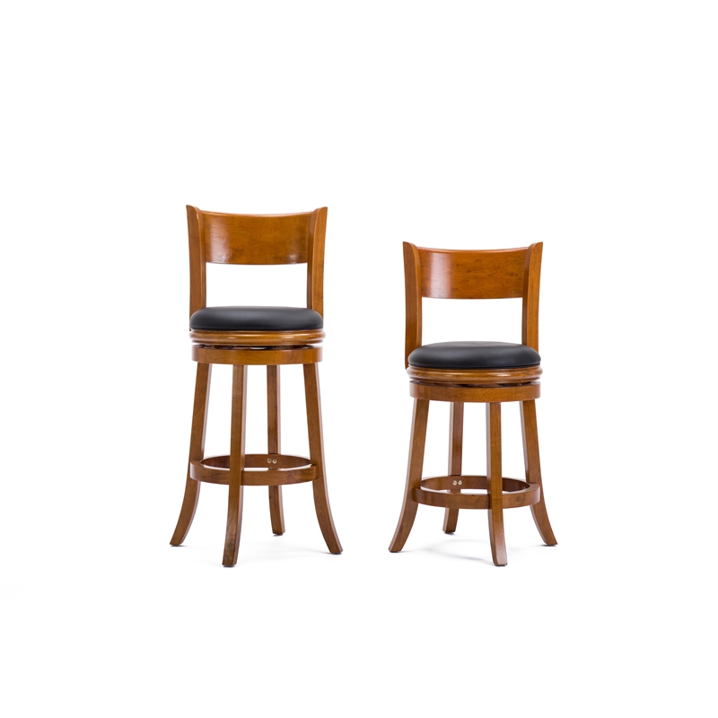 Pemberly Row Contemporary Hardwood Swivel Counter Stool in Fruitwood