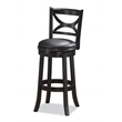 Pemberly Row Contemporary Rubberwood Swivel Bar Stool in Black Sandthru