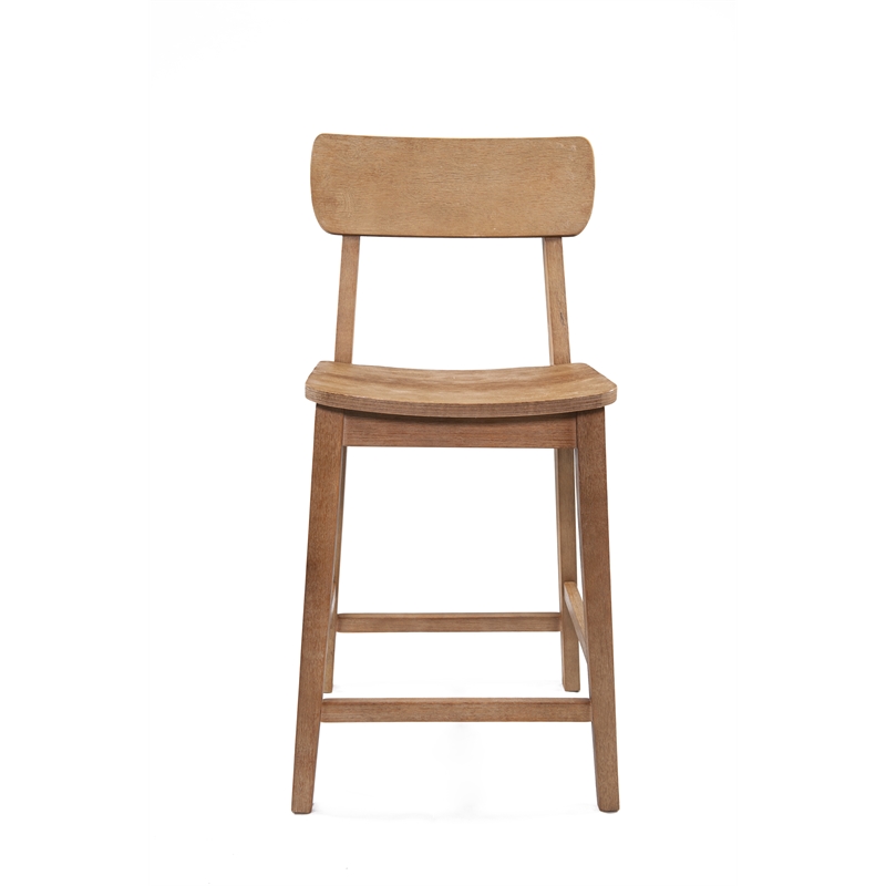 Pemberly Row Contemporary Rubberwood Counter Stool in Barnwood Brown