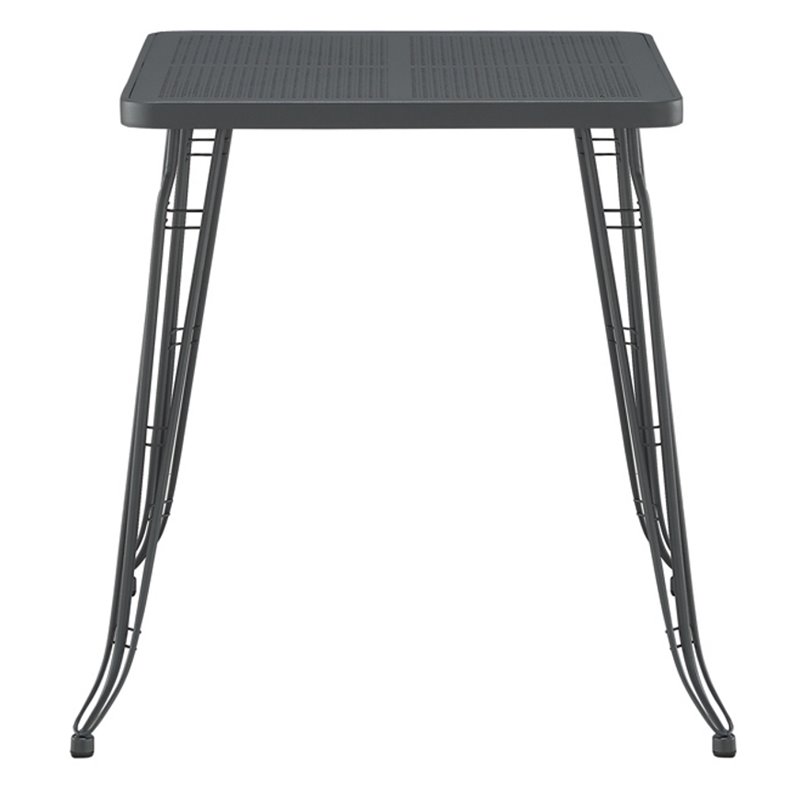 Pemberly Row Contemporary Steel Metal Pub Table in Gray Steel