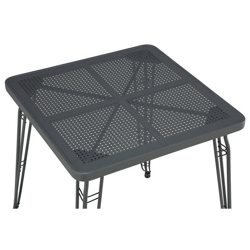 Pemberly Row Contemporary Steel Metal Pub Table in Gray Steel