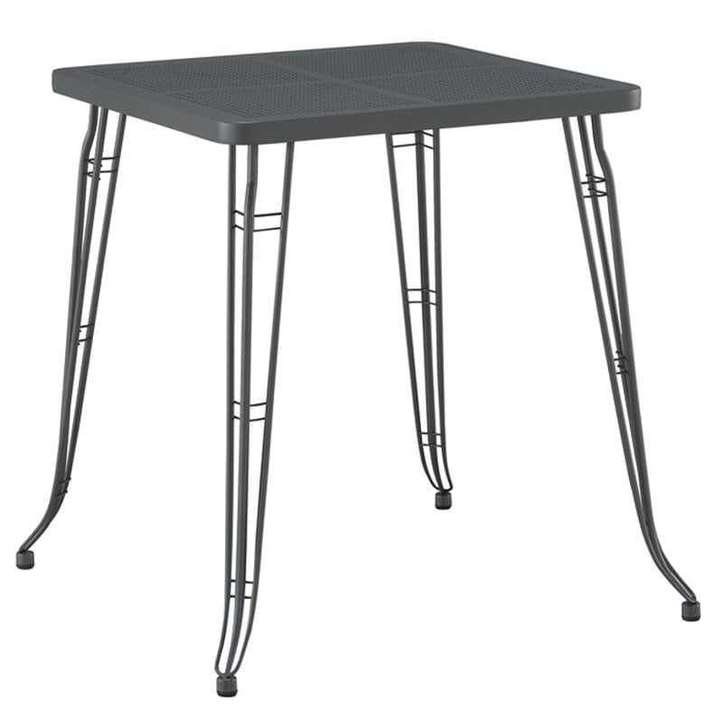 Pemberly Row Contemporary Steel Metal Pub Table in Gray Steel