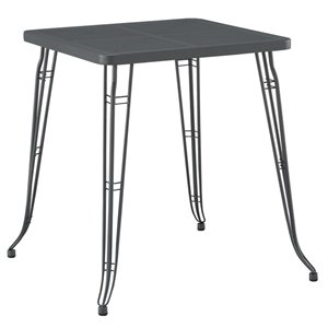 Pemberly Row Contemporary Steel Metal Pub Table in Gray Steel