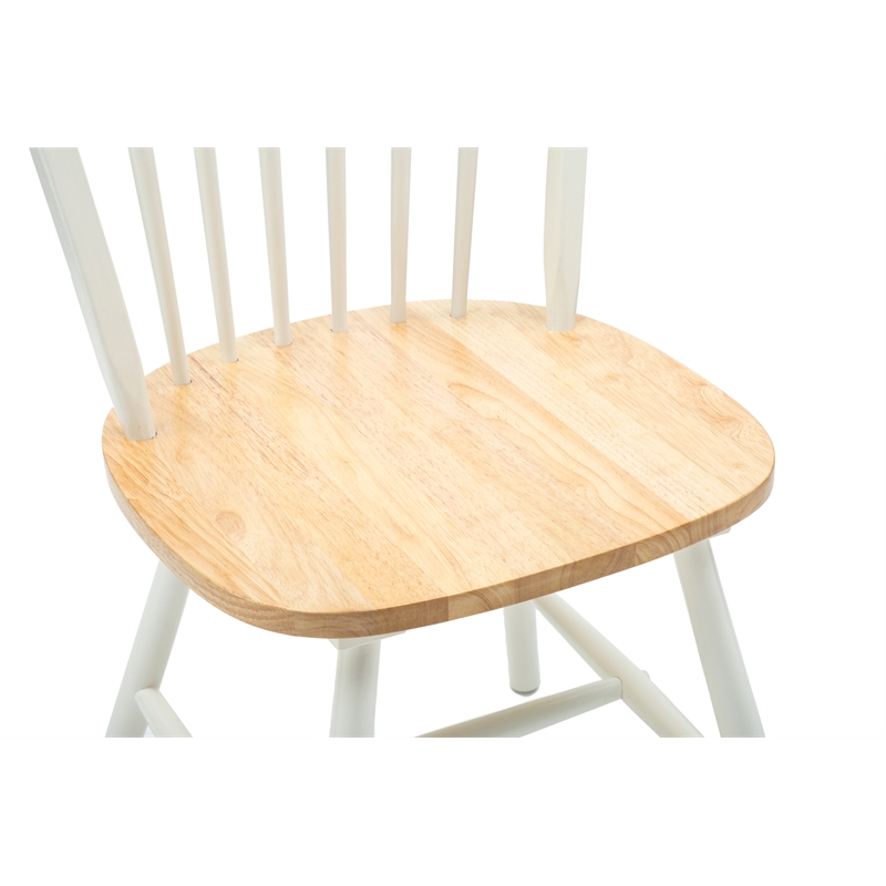 Pemberly Row Contemporary Hardwood Dining Chairs in Cream and Natural - Set of 2