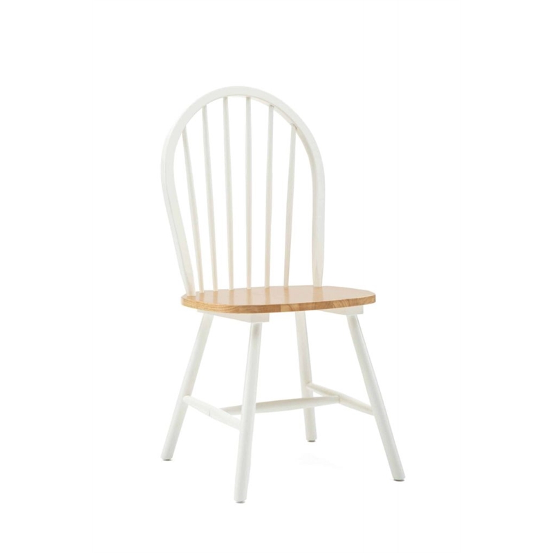 Pemberly Row Contemporary Hardwood Dining Chairs in Cream and Natural - Set of 2