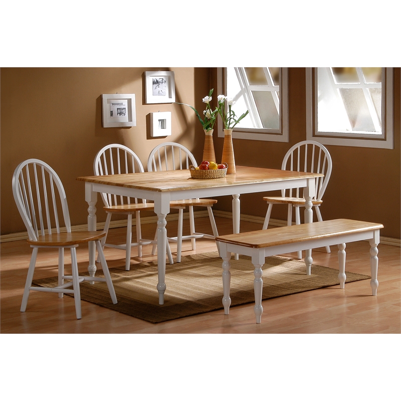 Pemberly Row Contemporary Hardwood Dining Chairs in Cream and Natural - Set of 2