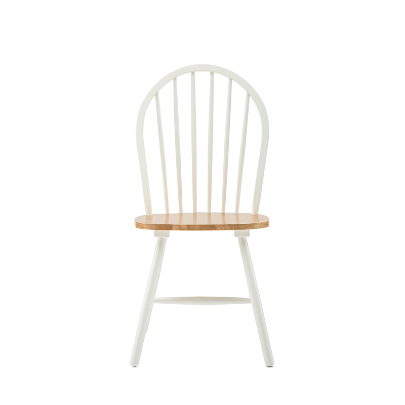 Pemberly Row Contemporary Hardwood Dining Chairs in Cream and Natural - Set of 2