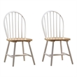 Pemberly Row Contemporary Hardwood Dining Chairs in Cream and Natural - Set of 2