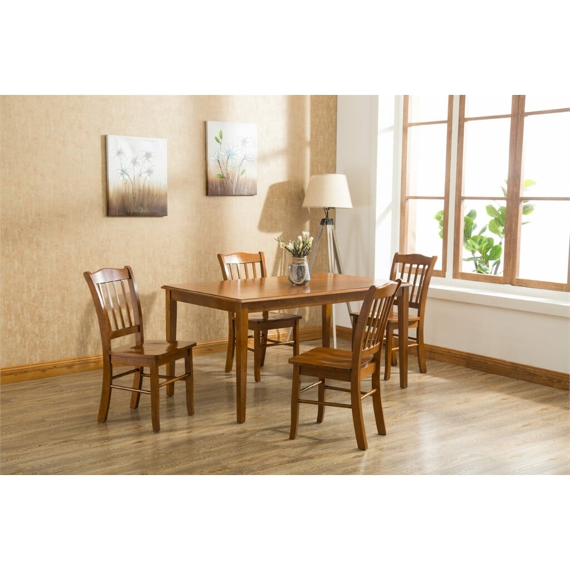 Pemberly Row Contemporary Rubberwood Rectangular Dining Table in Walnut