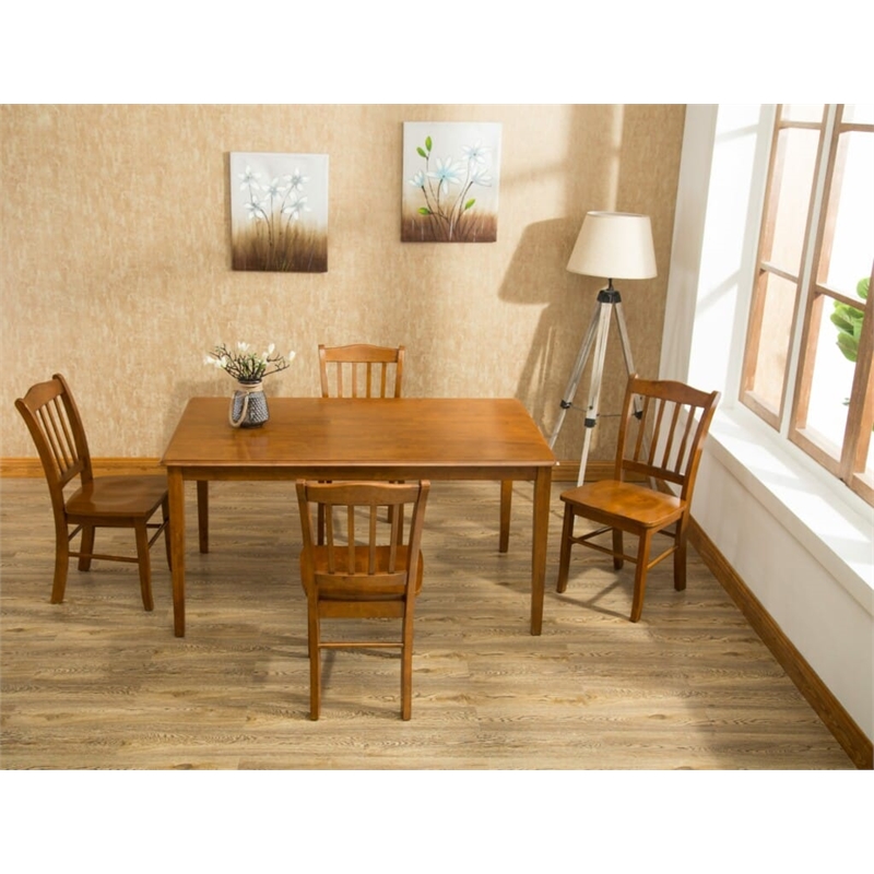 Pemberly Row Contemporary Rubberwood Rectangular Dining Table in Walnut