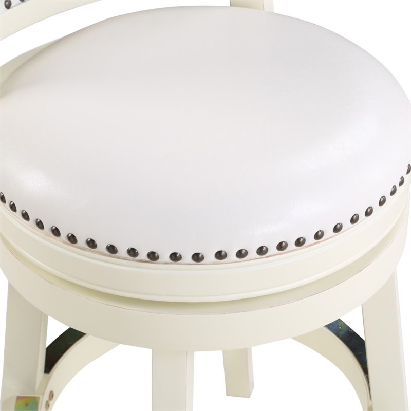 Pemberly Row Contemporary Hardwood Swivel Counter Stool in Buttermilk
