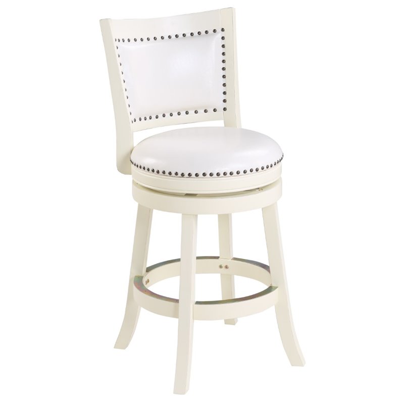 Pemberly Row Contemporary Hardwood Swivel Counter Stool in Buttermilk