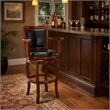 Pemberly Row Rubberwood Swivel Bar Stool with Arms in Cherry