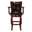 Pemberly Row Rubberwood Swivel Bar Stool with Arms in Cherry