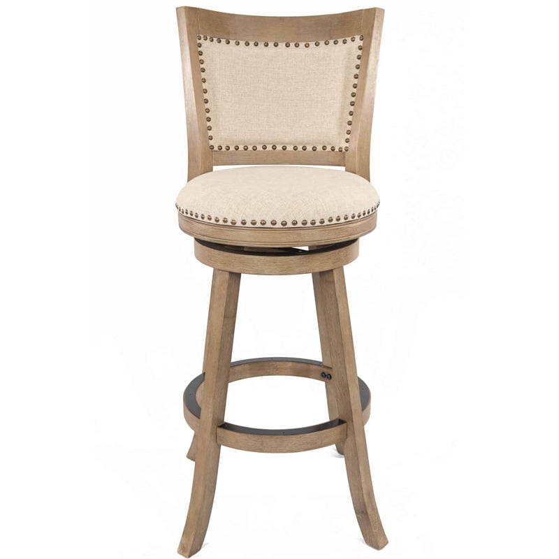 Pemberly Row Contemporary Swivel Bar Stool in Driftwood Wire Brush
