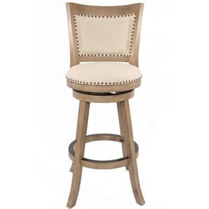 Pemberly Row Contemporary Swivel Bar Stool in Driftwood Wire Brush